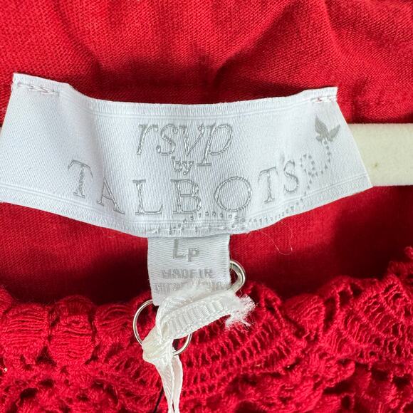 RSVP By Talbots NWT Red Medallion Crochet Lace 3/4 Sleeve Lined Blouse Size LP - Picture 7 of 8